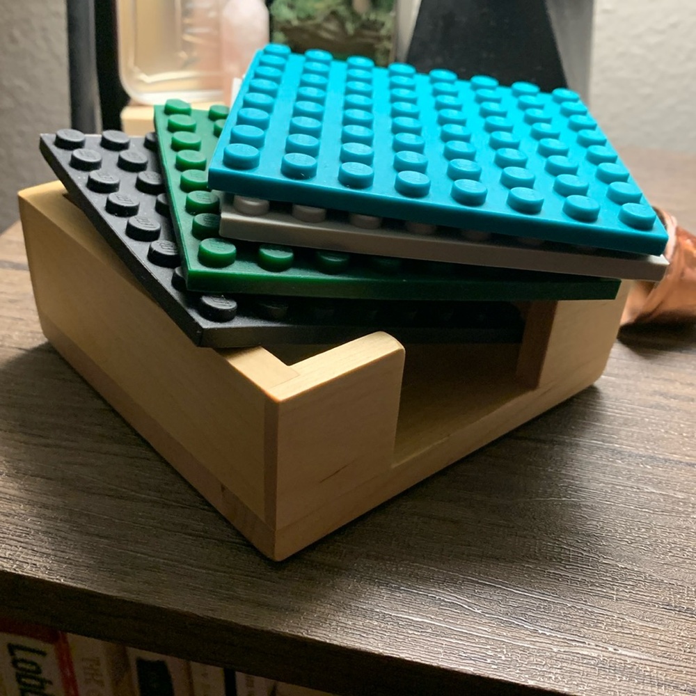 LEGO x Target Exclusive Collab Silicone Brick Coaster Set w/ wooden storage